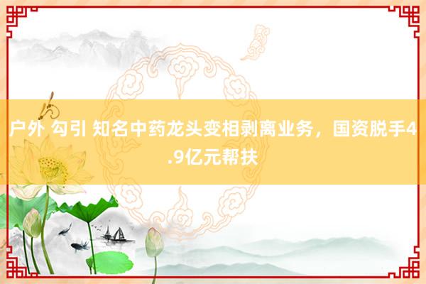 户外 勾引 知名中药龙头变相剥离业务，国资脱手4.9亿元帮扶