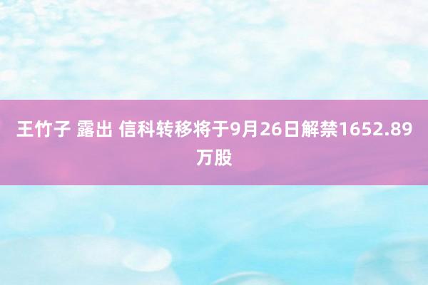 王竹子 露出 信科转移将于9月26日解禁1652.89万股