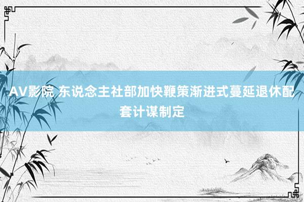 AV影院 东说念主社部加快鞭策渐进式蔓延退休配套计谋制定