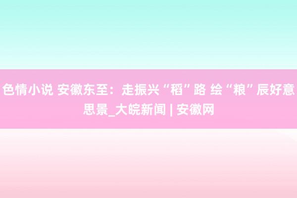 色情小说 安徽东至：走振兴“稻”路 绘“粮”辰好意思景_大皖新闻 | 安徽网