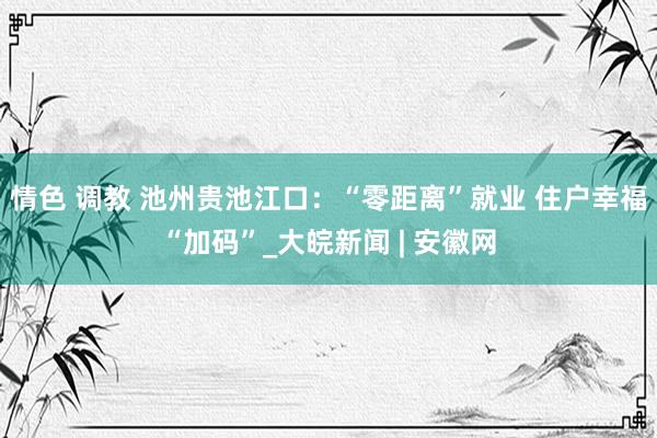 情色 调教 池州贵池江口：“零距离”就业 住户幸福“加码”_大皖新闻 | 安徽网