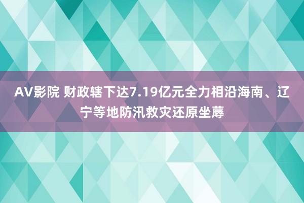 AV影院 财政辖下达7.19亿元全力相沿海南、辽宁等地防汛救灾还原坐蓐