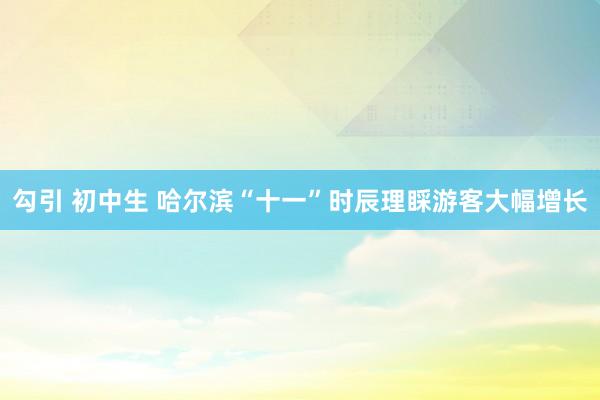 勾引 初中生 哈尔滨“十一”时辰理睬游客大幅增长