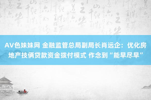 AV色妹妹网 金融监管总局副局长肖远企：优化房地产技俩贷款资金拨付模式 作念到“能早尽早”