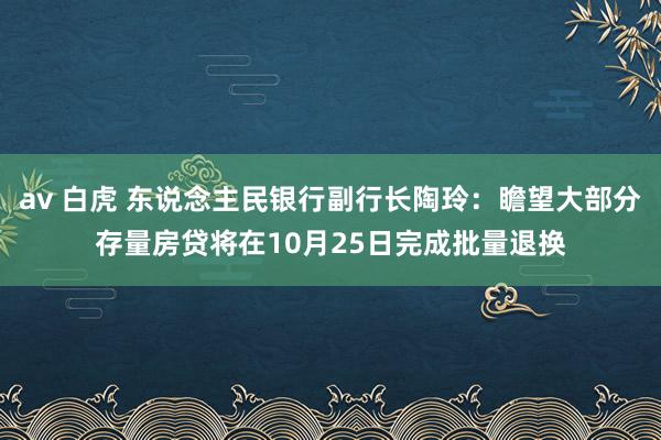 av 白虎 东说念主民银行副行长陶玲：瞻望大部分存量房贷将在10月25日完成批量退换