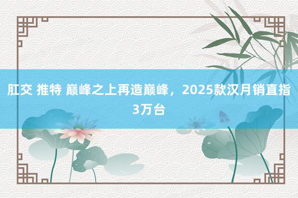 肛交 推特 巅峰之上再造巅峰，2025款汉月销直指3万台