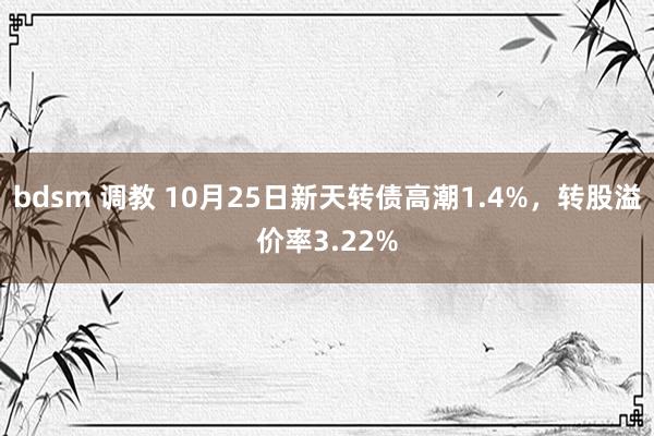 bdsm 调教 10月25日新天转债高潮1.4%，转股溢价率3.22%