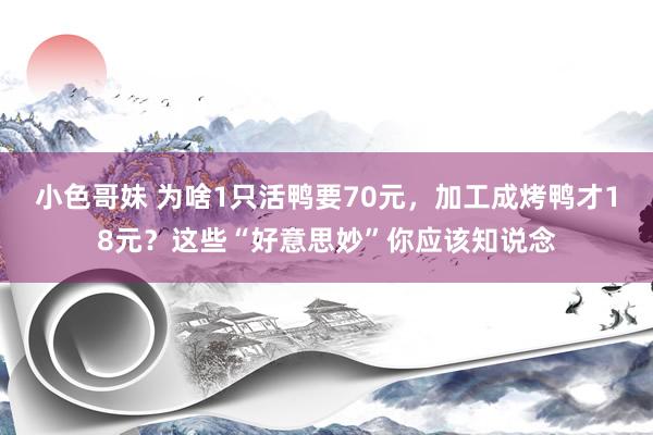 小色哥妹 为啥1只活鸭要70元，加工成烤鸭才18元？这些“好意思妙”你应该知说念