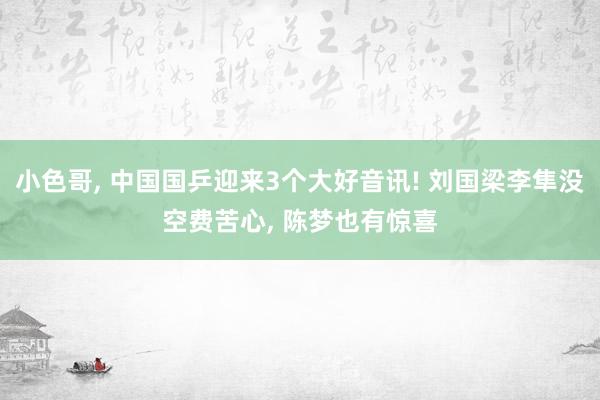 小色哥， 中国国乒迎来3个大好音讯! 刘国梁李隼没空费苦心， 陈梦也有惊喜