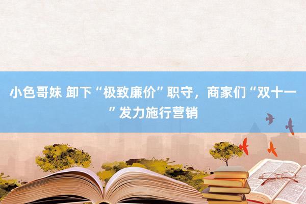 小色哥妹 卸下“极致廉价”职守，商家们“双十一”发力施行营销