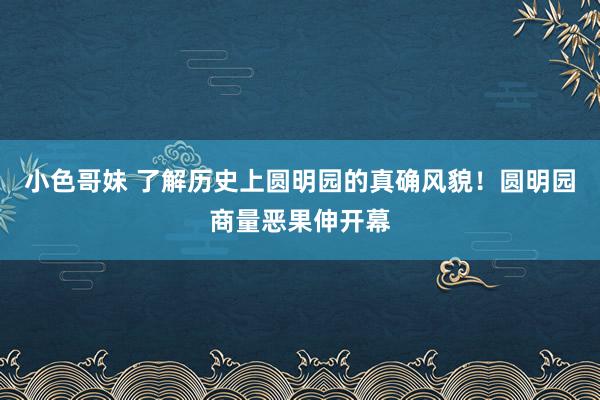 小色哥妹 了解历史上圆明园的真确风貌！圆明园商量恶果伸开幕