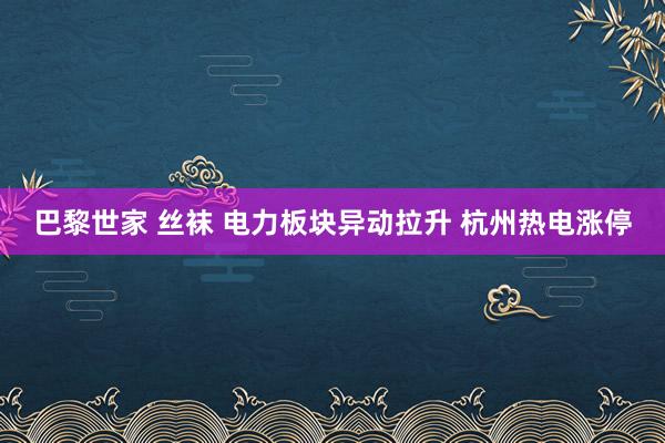 巴黎世家 丝袜 电力板块异动拉升 杭州热电涨停