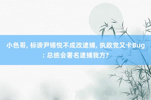 小色哥， 标谤尹锡悦不成改逮捕， 执政党又卡Bug: 总统会署名逮捕我方?