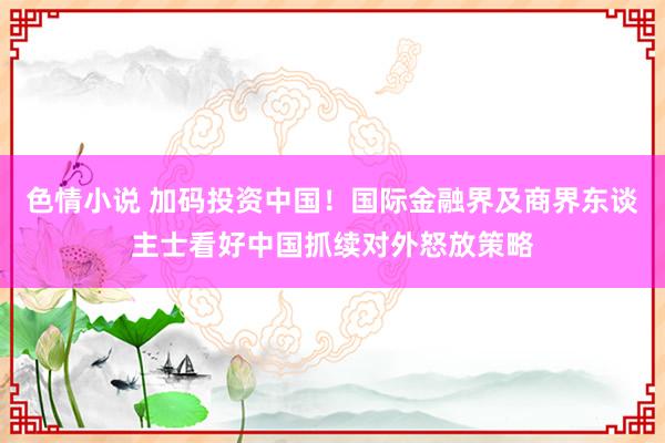 色情小说 加码投资中国！国际金融界及商界东谈主士看好中国抓续对外怒放策略