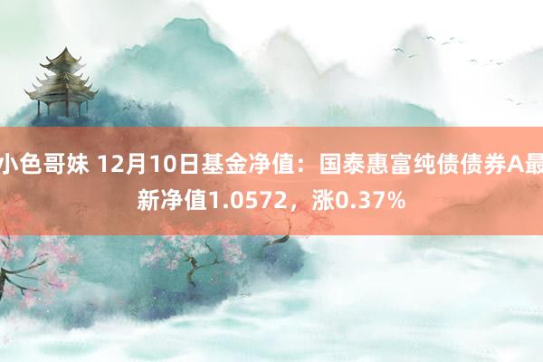 小色哥妹 12月10日基金净值：国泰惠富纯债债券A最新净值1.0572，涨0.37%