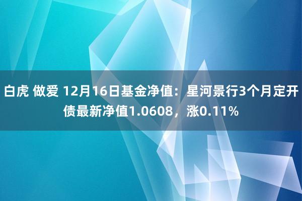 白虎 做爱 12月16日基金净值：星河景行3个月定开债最新净值1.0608，涨0.11%