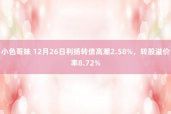 小色哥妹 12月26日利扬转债高潮2.58%，转股溢价率8.72%