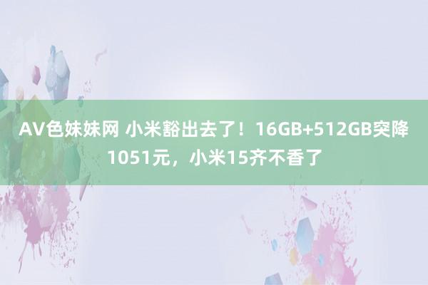 AV色妹妹网 小米豁出去了！16GB+512GB突降1051元，小米15齐不香了