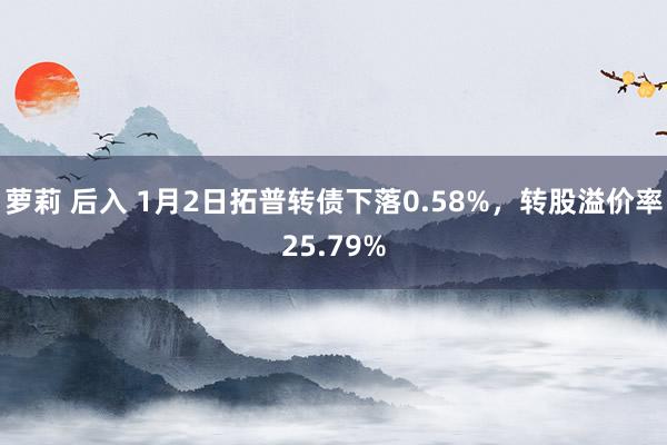 萝莉 后入 1月2日拓普转债下落0.58%，转股溢价率25.79%