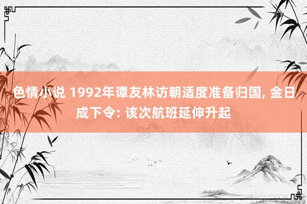 色情小说 1992年谭友林访朝适度准备归国， 金日成下令: 该次航班延伸升起