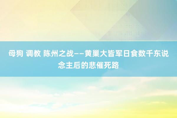 母狗 调教 陈州之战——黄巢大皆军日食数千东说念主后的悲催死路